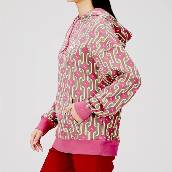 Puma Pullover Hoodie Classics 70’s Psychedelic | Pink Green | Unisex | L… - Picture 1 of 14
